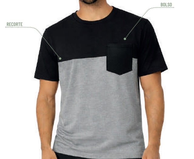 Camiseta Desayner Adulto Masculina Manga Curta Malha Bolso