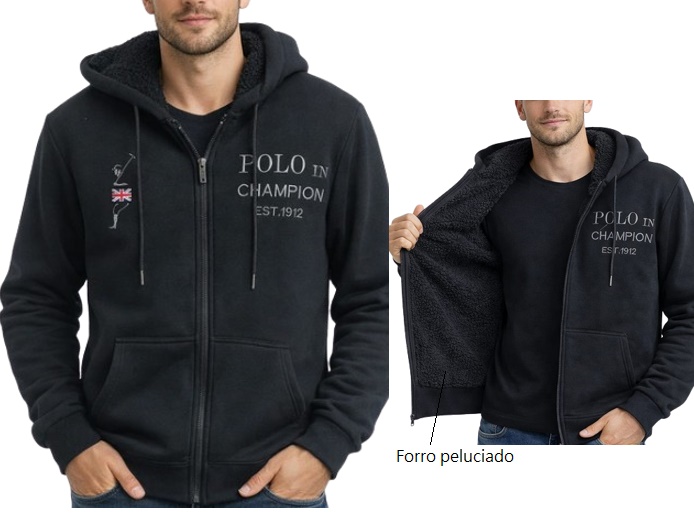 Jaqueta Kopico Adulto Masculina Poliéster Peluciada Capuz