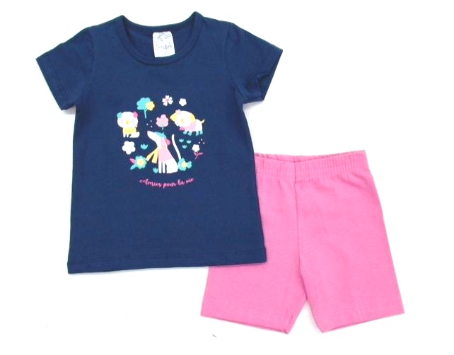 Conjunto Catolele Primeiros Passos Feminino Manga Curta Cotton Bermuda