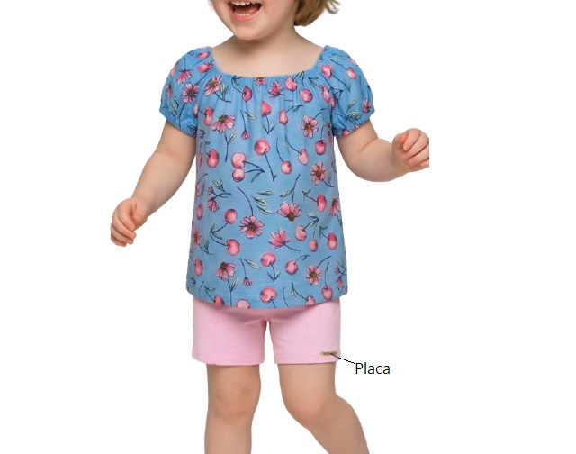 Conjunto Ninafashion Primeiros Passos Feminino Manga Curta Malha Short