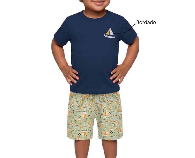 Conjunto Ninoking Primeiros Passos Masculino Manga Curta Malha
