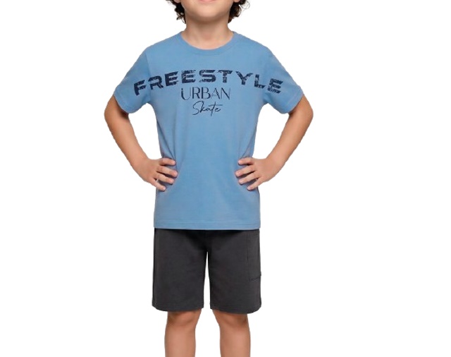 Conjunto Ninoking Infantil Masculino Manga Curta Malha