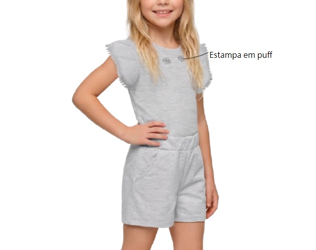 Conjunto Ninaqueen Infantil Feminino Manga Japonesa Cotton Short