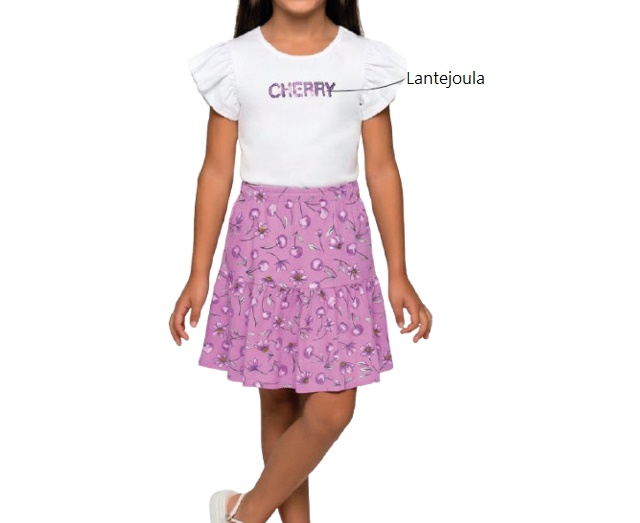 Conjunto Ninafashion Infantil Feminino Manga Curta Malha Cropped Sai