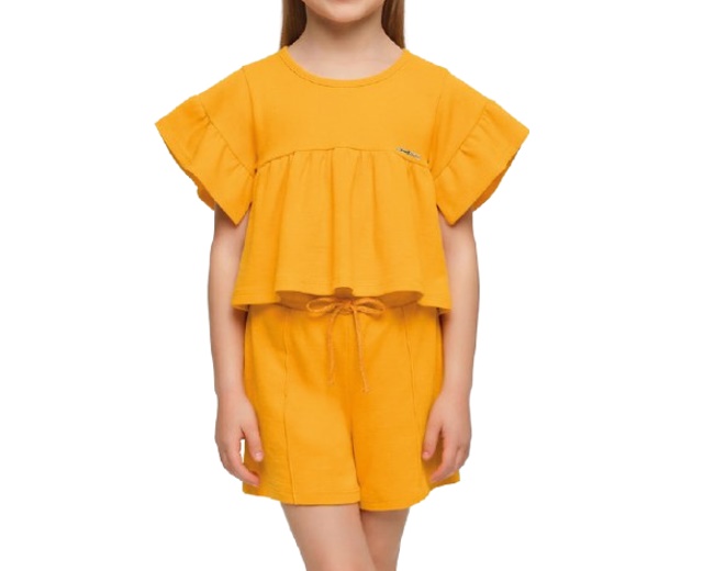 Conjunto Ninafashion Infantil Feminino Manga Curta Molecotton Short