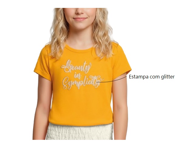 Blusa Florenzza Juvenil Feminina Manga Curta Molecotton