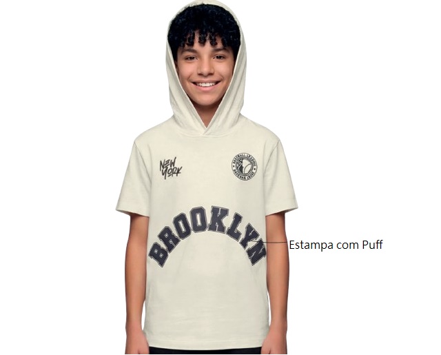 Camiseta Lillo&co Juvenil Masculina Manga Curta Malha Capuz