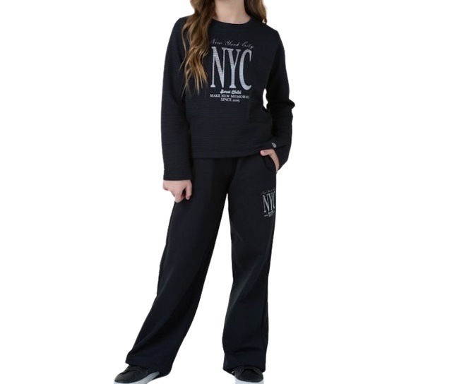 Conjunto Sweetchild Infantil Feminino Moletom Matelassê Wide Leg