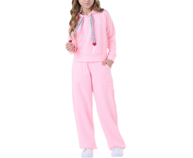 Conjunto Sweetchild Infantil Feminino Moletom Capuz Wide Leg