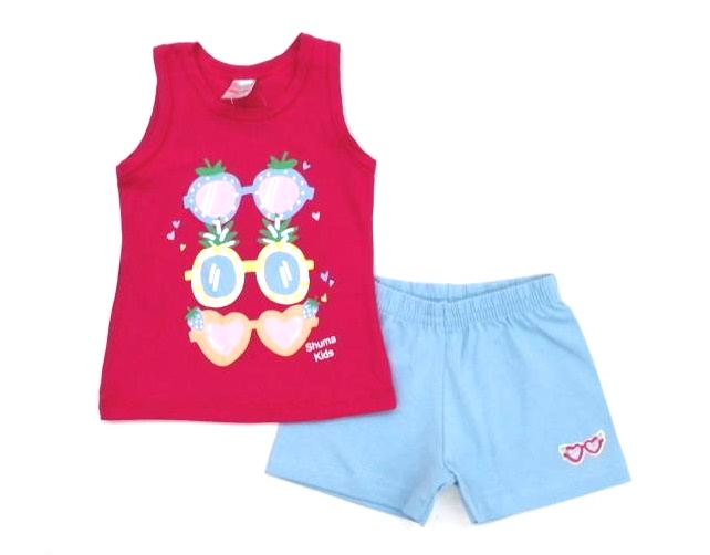 Conjunto Shumakids Primeiros Passos Feminino Regata Cotton Short