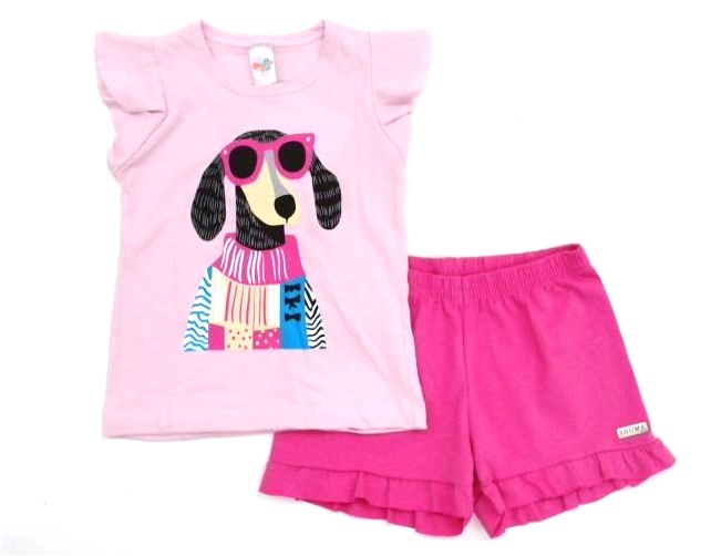 Conjunto Shumakids Infantil Feminino Manga Japonesa Malha Short