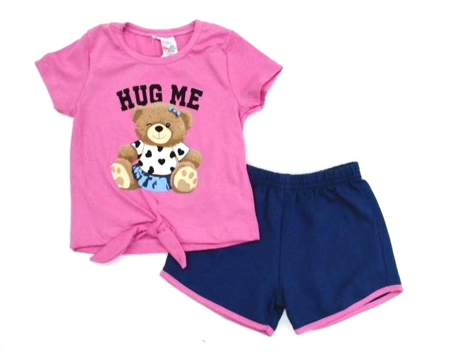 Conjunto Shumakids Infantil Feminino Manga Curta Malha Cropped Short