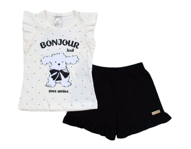 Conjunto Shumakids Primeiros Passos Feminino Manga Japonesa Malha Shor