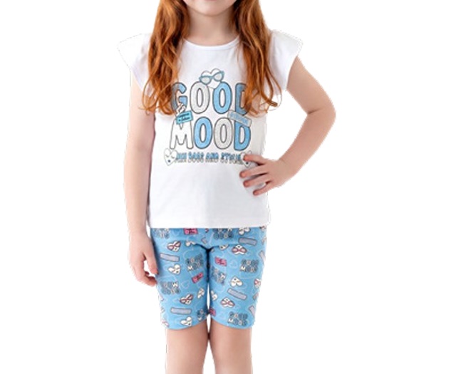 Conjunto Wilbertex Infantil Feminino Manga Japonesa Malha Bermuda