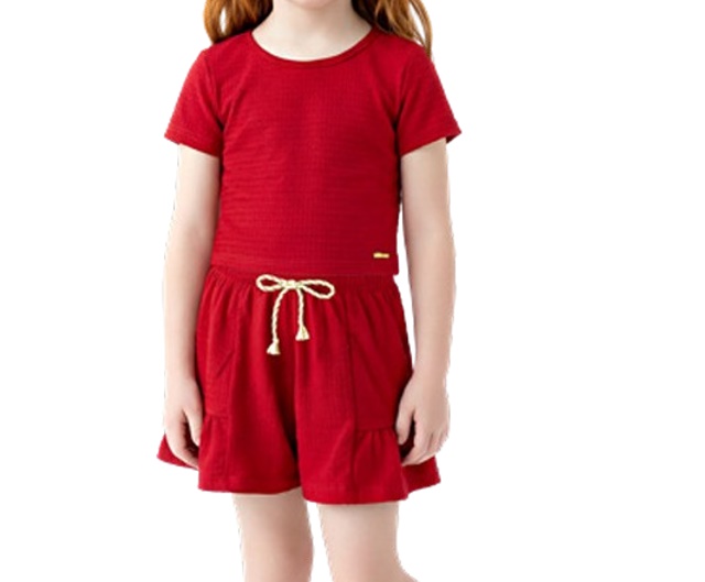 Conjunto Wilbertex Infantil Feminino Manga Curta Malha Trabalhada Sh