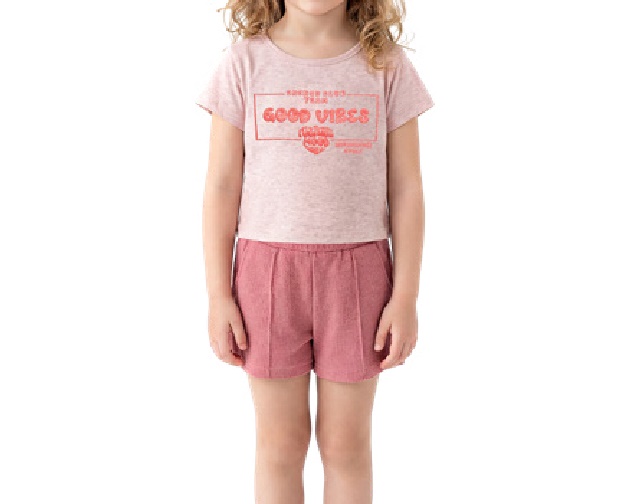 Conjunto Wkids Infantil Feminino Manga Curta Malha Short