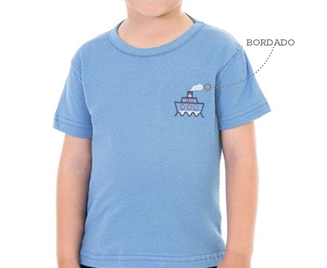 Camiseta Jaki Primeiros Passos Masculina Manga Curta Malha Trabalhada