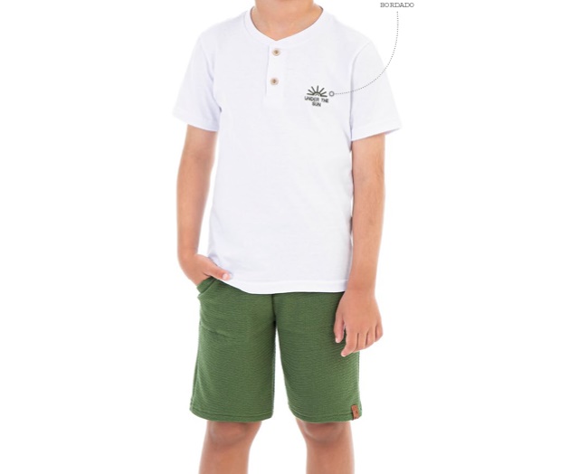 Conjunto Jaki Infantil Masculino Manga Curta Malha Botões