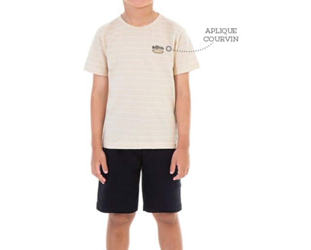 Conjunto Jaki Infantil Masculino Manga Curta Malha Trabalhada Listrado