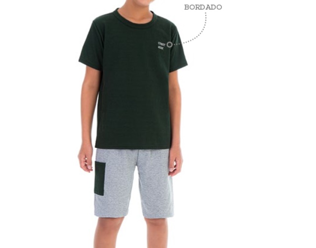 Conjunto Jaki Juvenil Masculino Manga Curta Malha Waffer