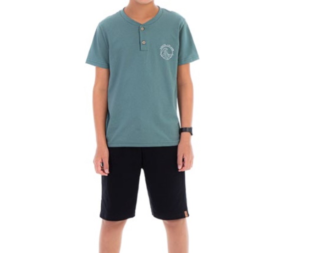 Conjunto Jaki Juvenil Masculino Manga Curta Malha Botões