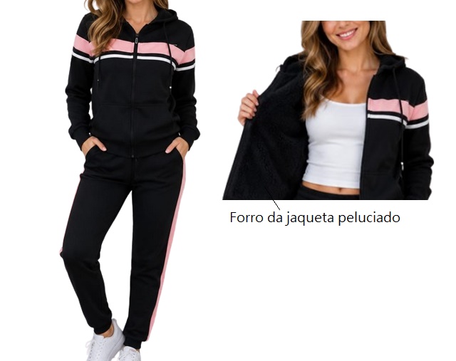 Conjunto Kopico Adulto Feminino Poliéster Peluciado Capuz