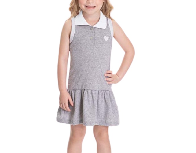 Vestido Pimentinha Primeiros Passos Regata Malha Gola Polo