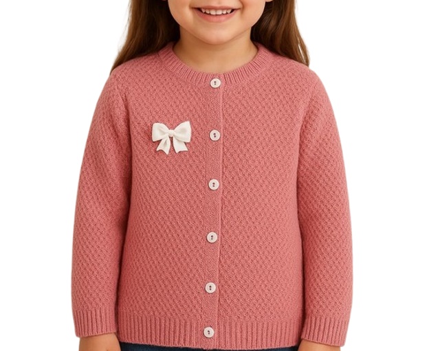 Cardigan Zidara Infantil Feminino Lã/Acrílico Trabalhado
