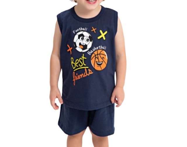 Conjunto Fashionk Primeiros Passos Masculino Regata Machão Malha