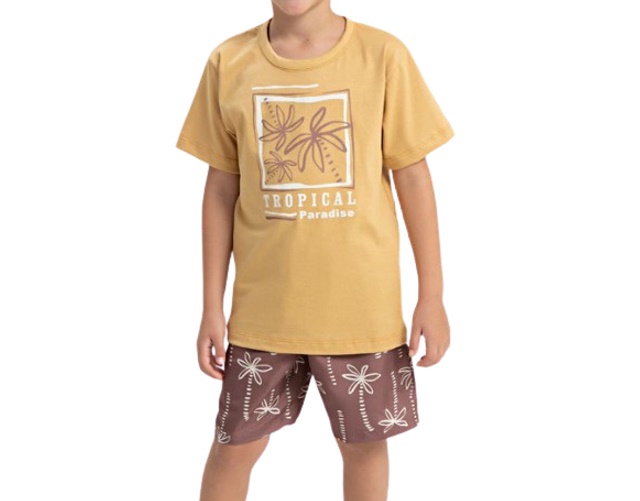 Conjunto Fashionk Infantil Masculino Manga Curta Malha