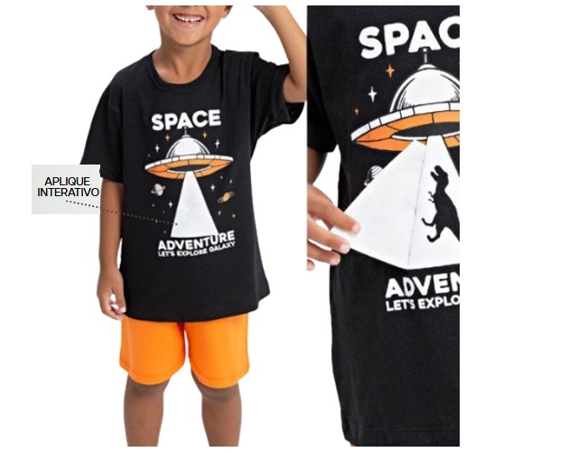 Conjunto Fashionk Infantil Masculino Manga Curta Malha