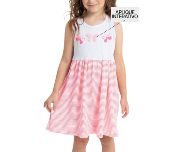 Vestido Fashionk Infantil Regata Malha Canelada