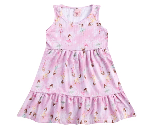Vestido Pitiska Infantil Regata Malha Canelada Estampado