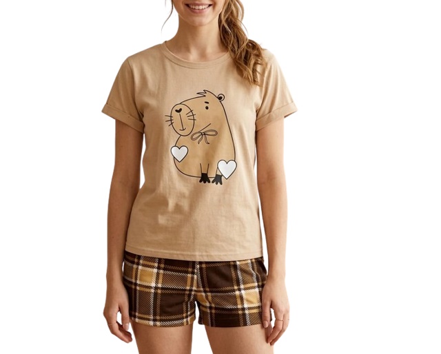 Pijama Anjodossonhos Juvenil Feminino Manga Curta Malha Pv Short