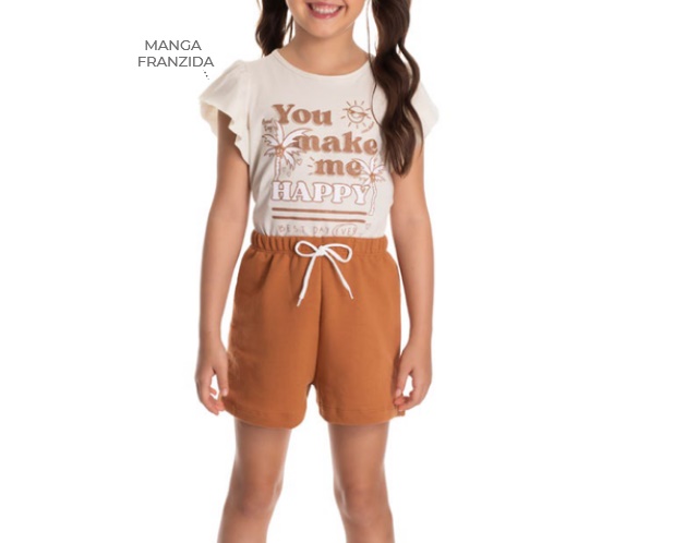 Conjunto Jidi Infantil Feminino Manga Japonesa Cotton Short