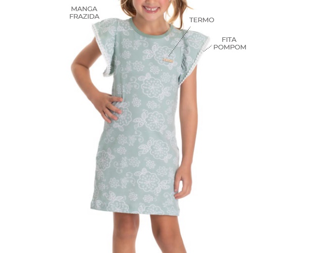 Vestido Jidi Infantil Manga Japonesa Cotton Estampado