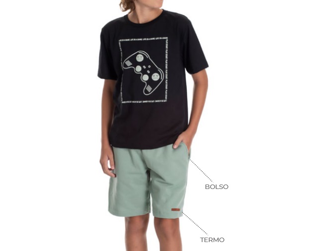 Conjunto Jidi Juvenil Masculino Manga Curta Malha