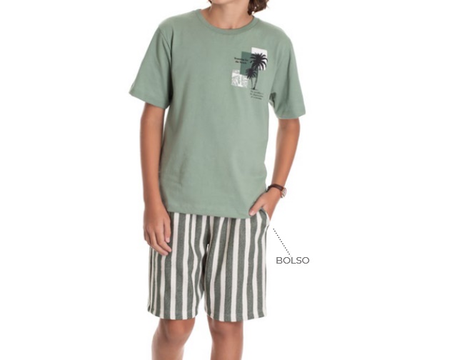 Conjunto Jidi Juvenil Masculino Manga Curta Malha