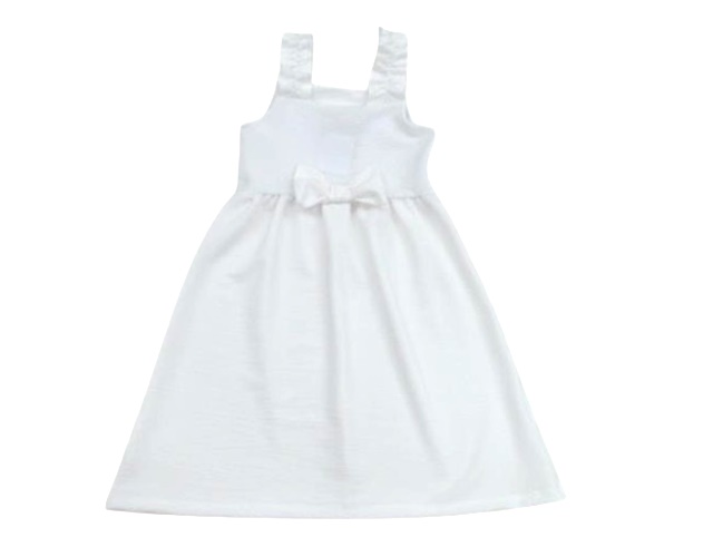 Vestido Rose Infantil Regata Amassadinho Laço