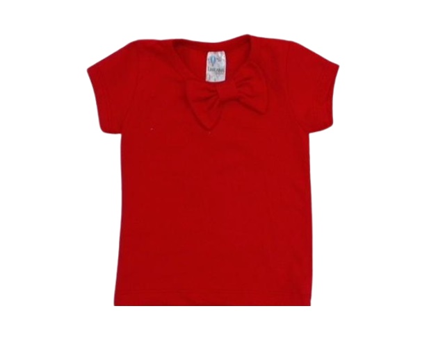 Blusa Lookinhos Primeiros Passos Feminina Manga Curta Cotton Laço