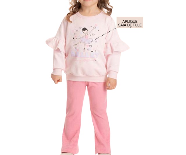 Conjunto Pimentinha Primeiros Passos Feminino Moletom Flare