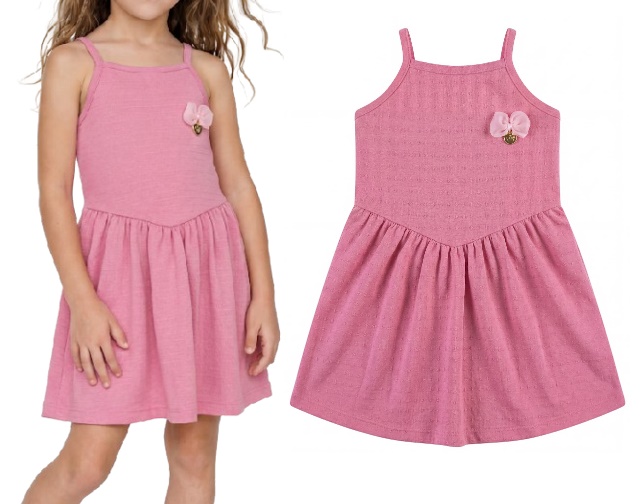 Vestido Fantoni Infantil Alça Malha Trabalhada