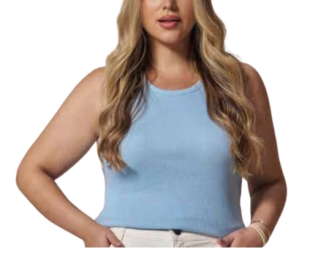 Blusa Feliny Adulto Extra Grande Feminina Regata Ribana Canelada
