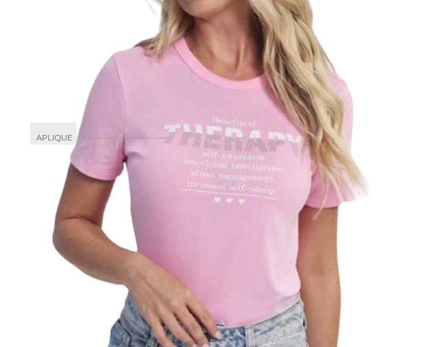 Blusa Rechsul Adulto Feminina Manga Curta Malha Aplique