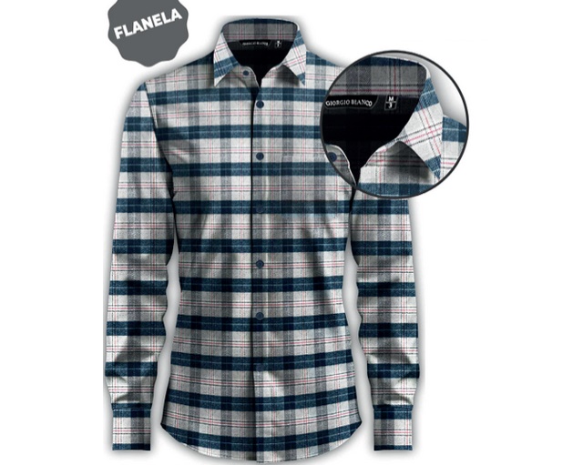 Camisa Giorgiobianco Adulto Masculina Manga Longa Flanela Xadrez Bo