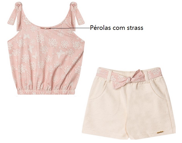 Conjunto Randa Infantil Feminino Regata Cropped Short