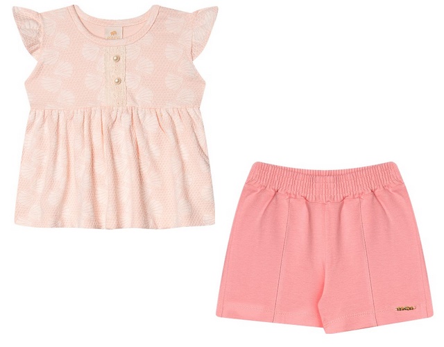 Conjunto Randa Primeiros Passos Feminino Manga Japonesa Viscose Short