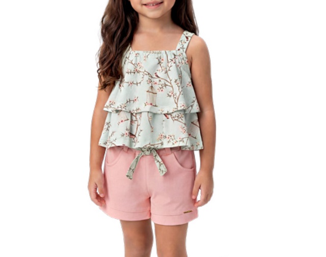 Conjunto Randa Primeiros Passos Feminino Regata Estampado Short