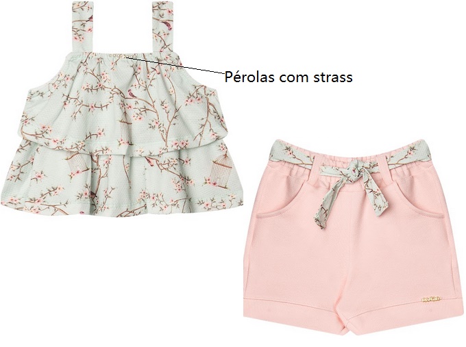 Conjunto Randa Primeiros Passos Feminino Regata Estampado Short