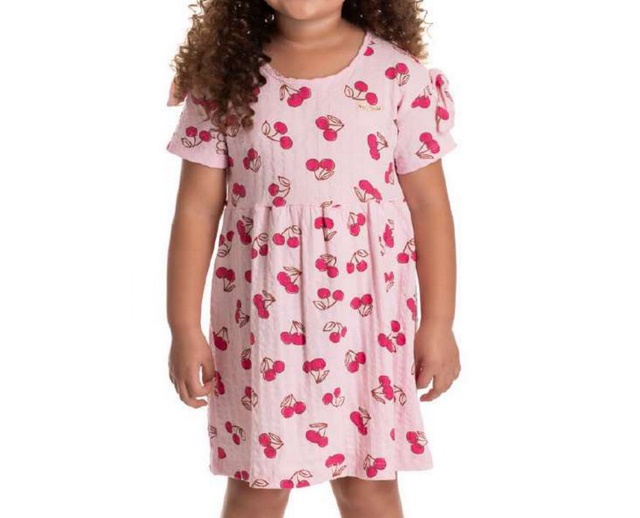 Vestido Babyvest Infantil Manga Curta Malha Trabalhada Estampado